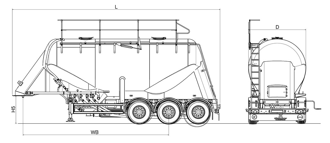 Non-Tipping Silo Semi Trailer